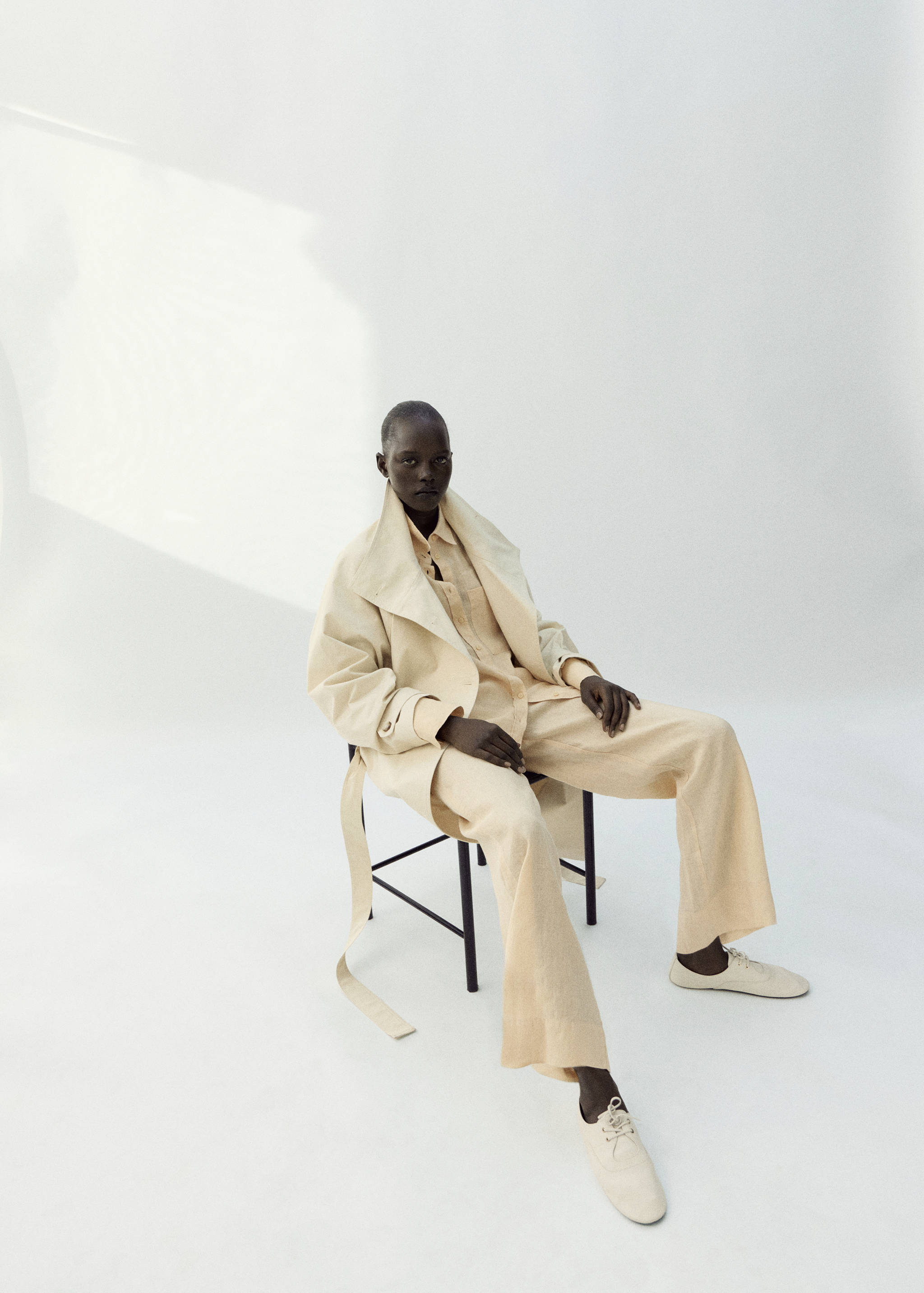 Straight linen-blend trousers - Details of the article 2