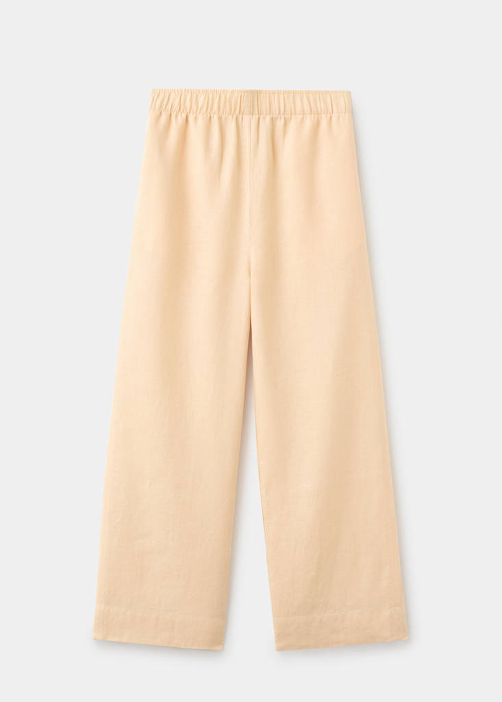 Straight linen-blend trousers — Pastel Yellow