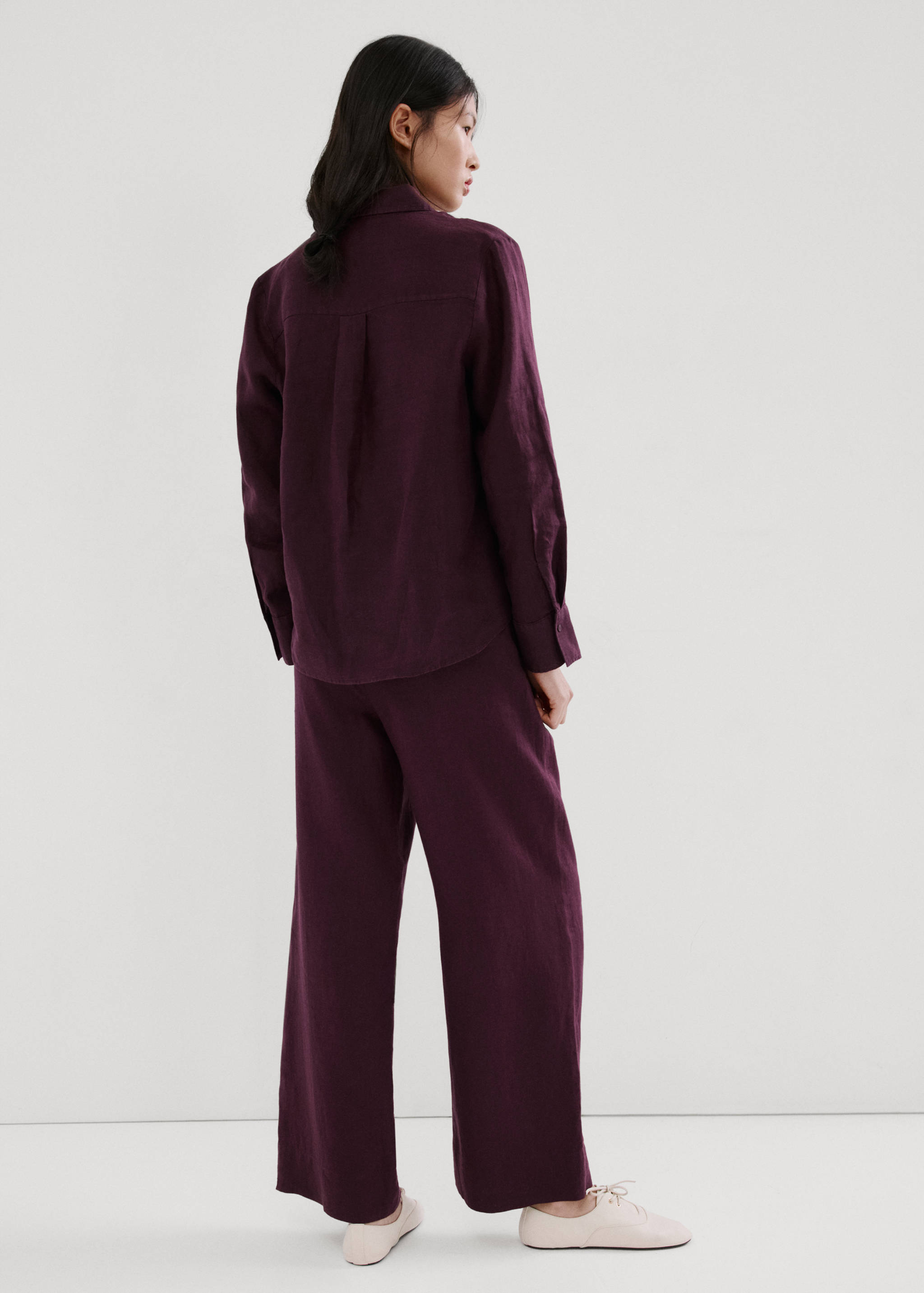 Straight linen-blend trousers - Reverse of the article