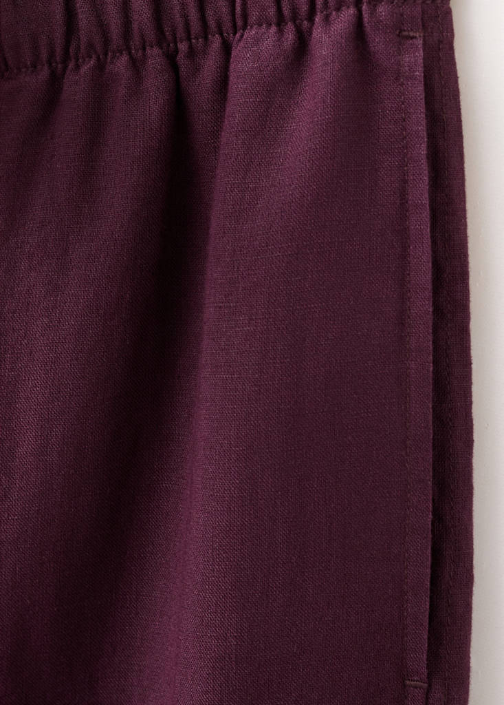 Straight linen-blend trousers — Plum