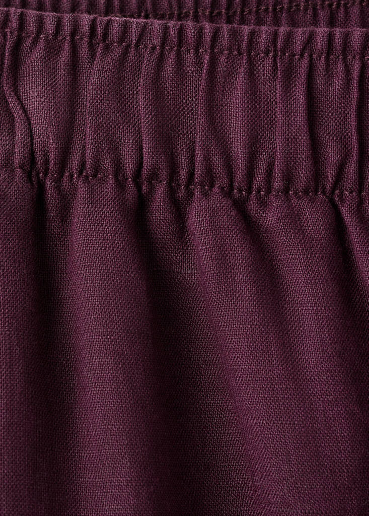 Straight linen-blend trousers — Plum