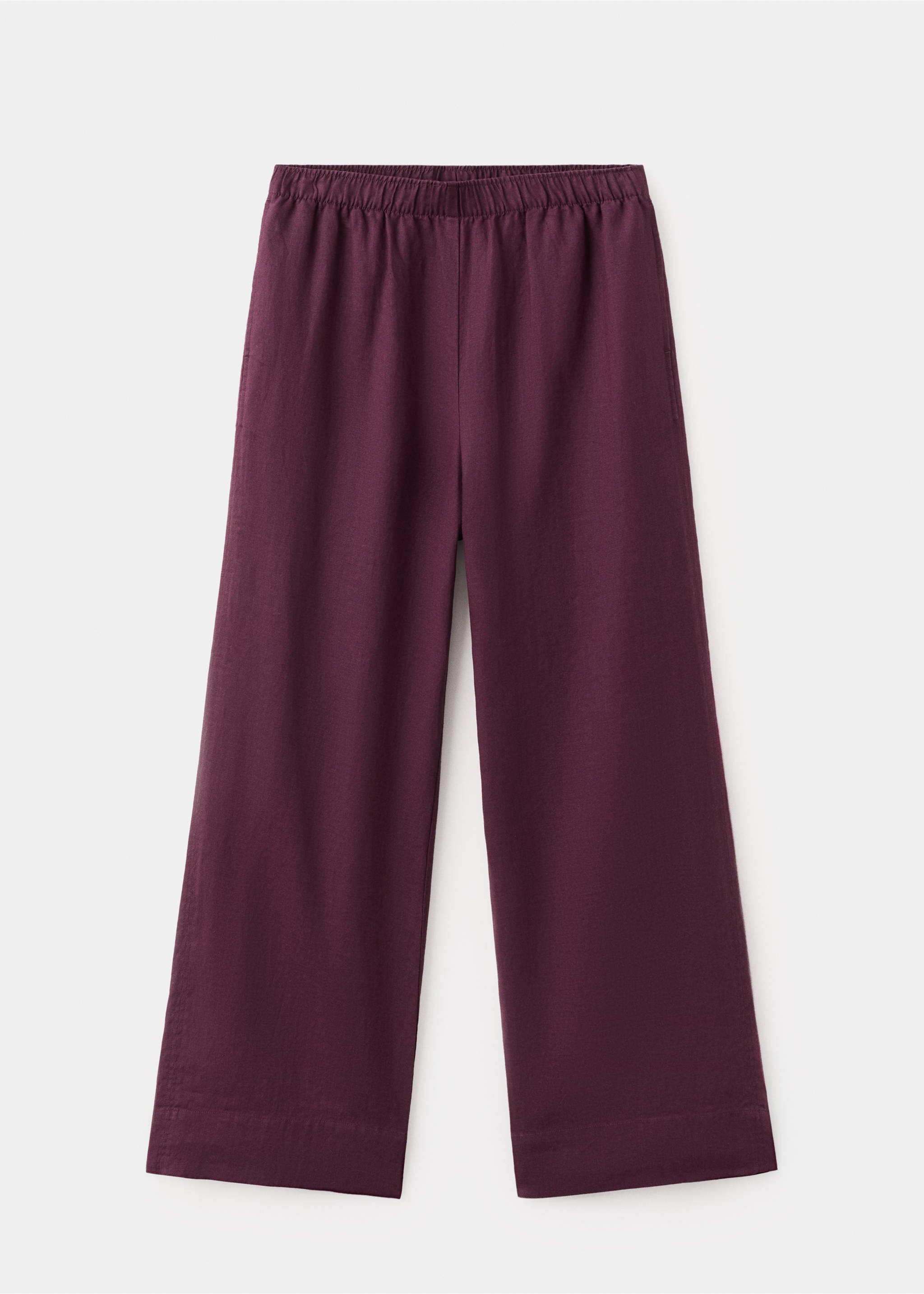 Pantalon droit lin - Article sans modèle, Prune. Ref: 27076356-00.