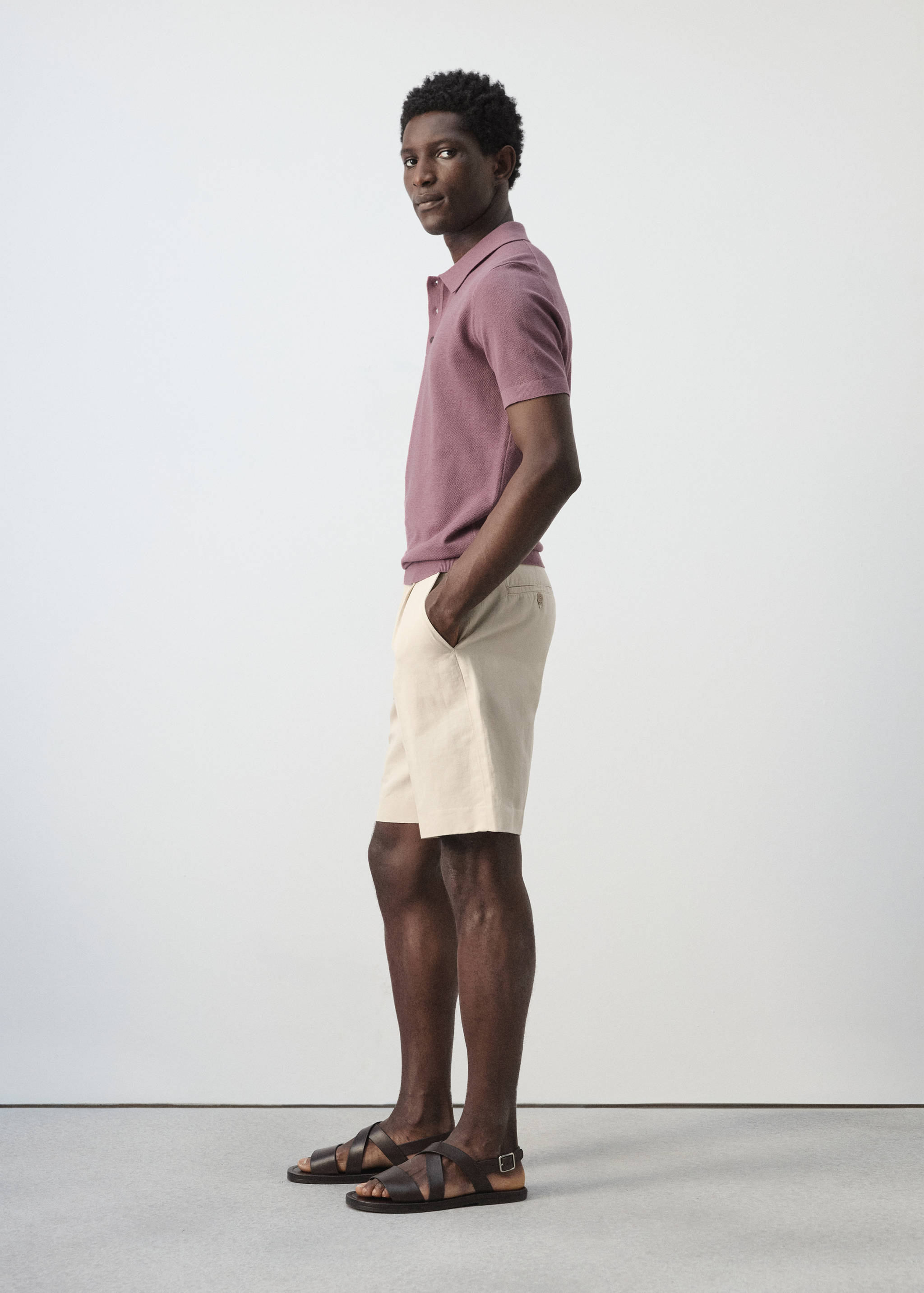 Regular fit cotton-linen Bermuda shorts - Details of the article 2