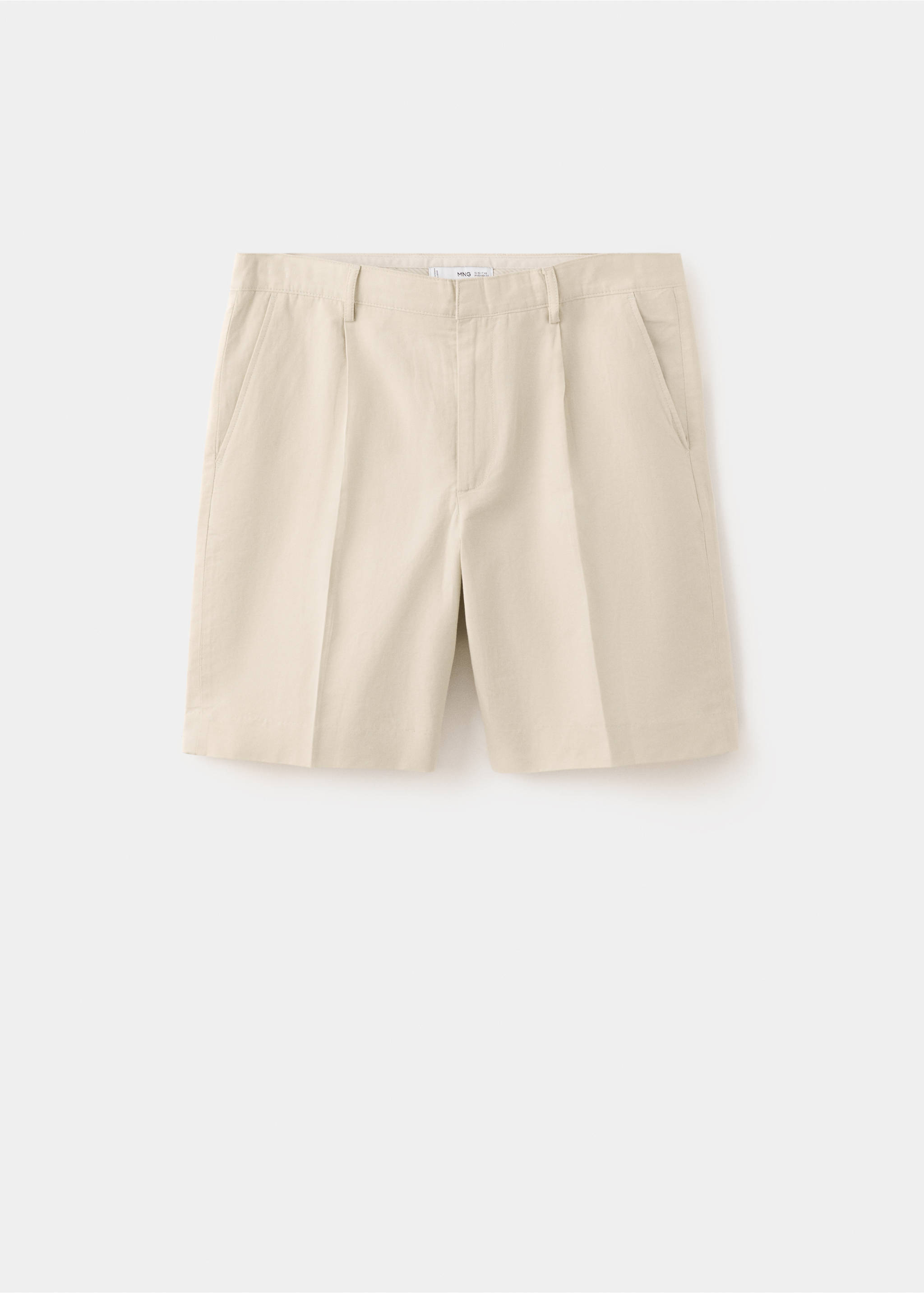 Regular fit cotton-linen Bermuda shorts - Article without model, Sand. Ref: 27076709-00.