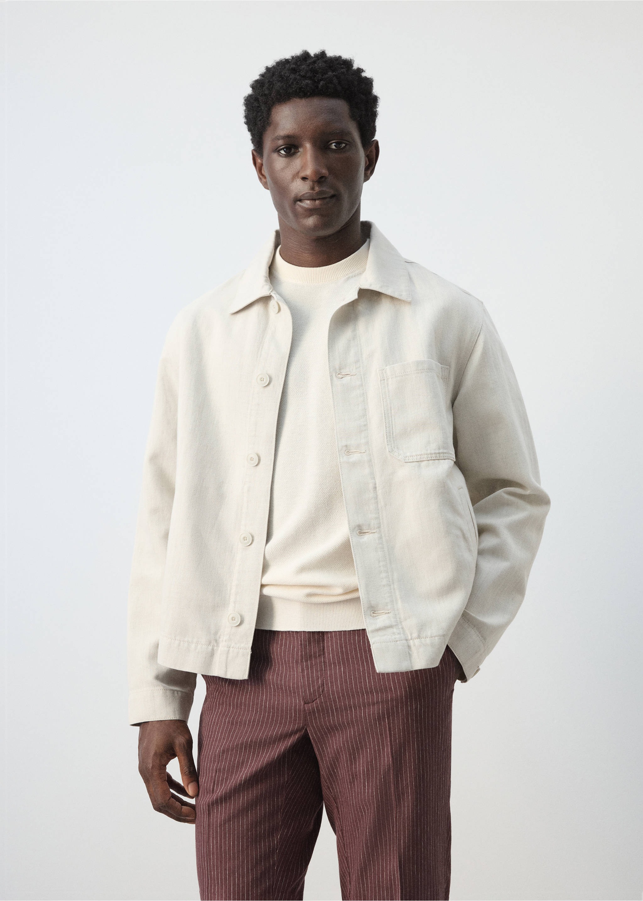 Jaqueta texana cotó lli - Pla mig, Cru. Ref: 27076710-00.