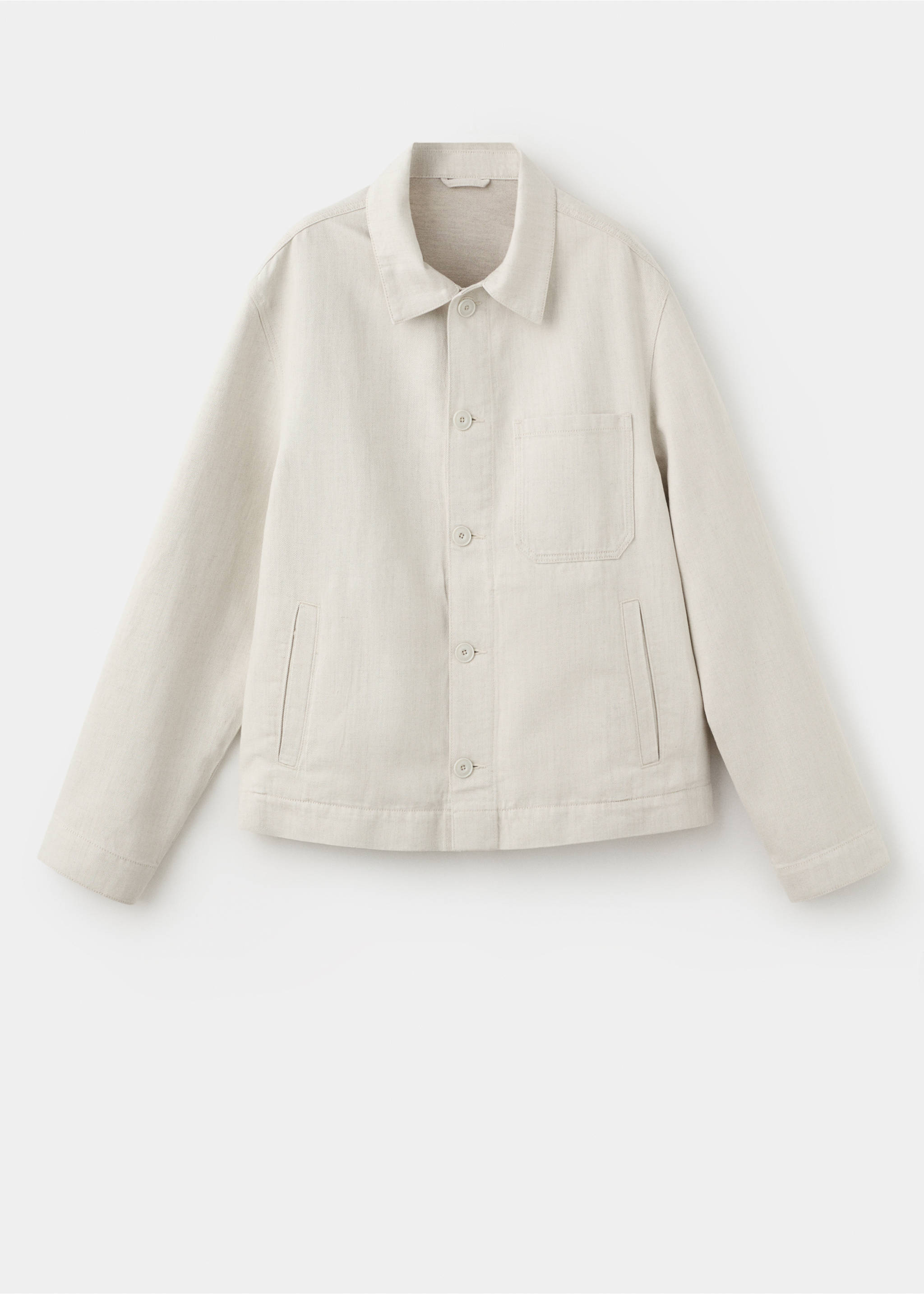 Cotton linen denim jacket - Article without model, Ecru. Ref: 27076710-00.