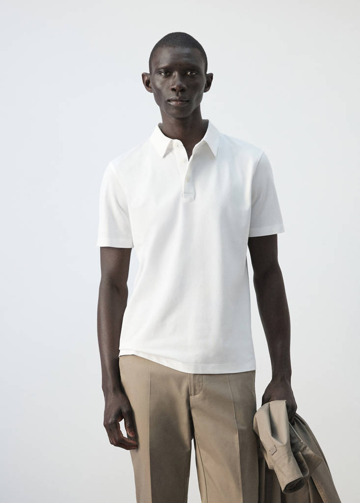 Slim fit piqué polo — White