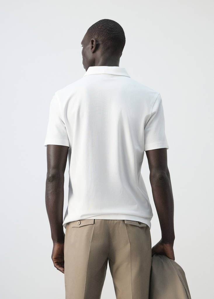 Slim fit piqué polo — White