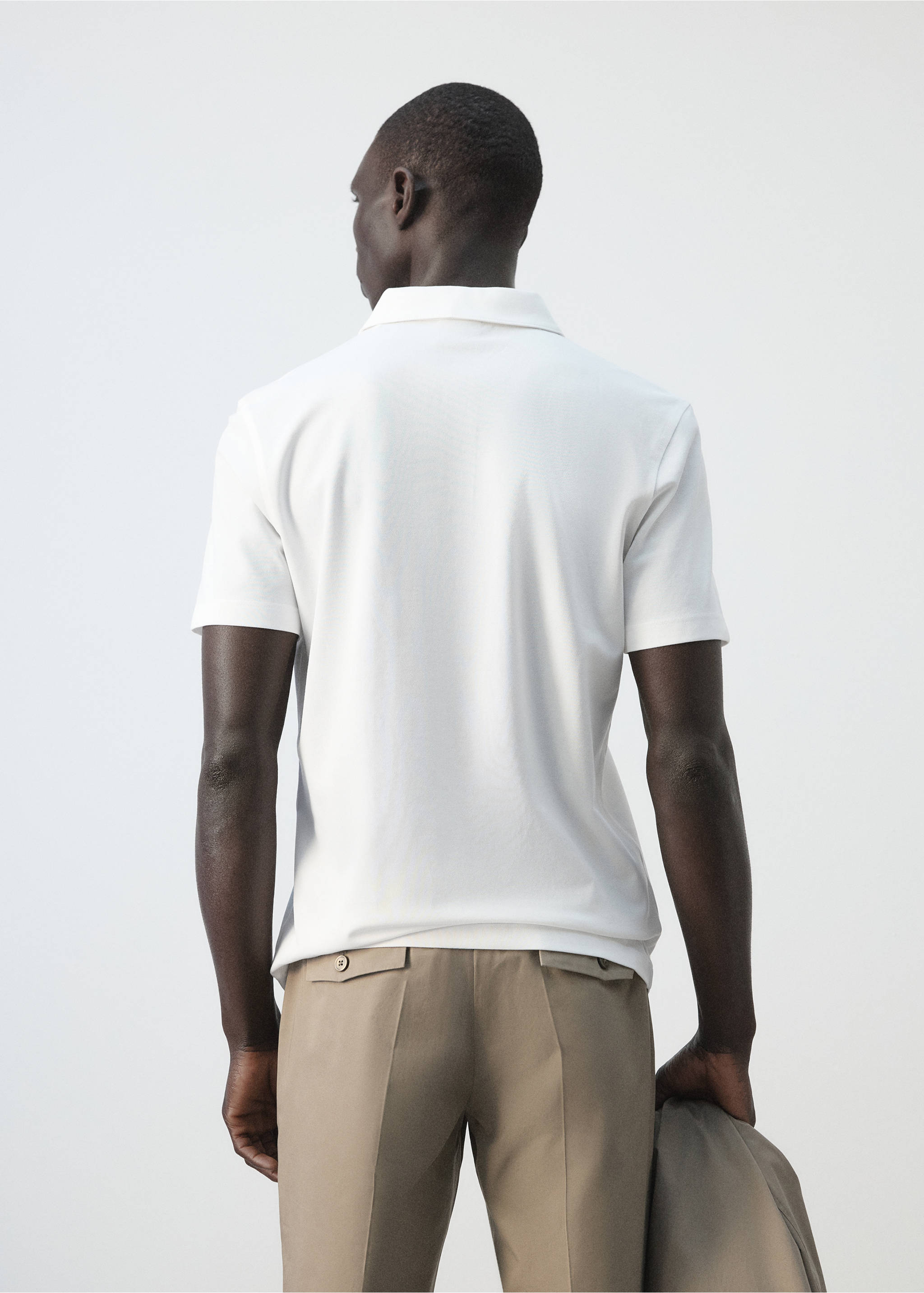 Polo piqué slim-fit - Verso de l’article, Blanc. Ref: 27076711-00.