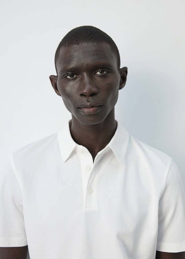 Slim fit piqué polo — White