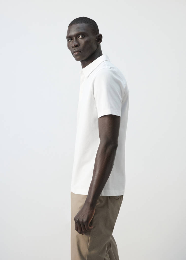 Slim fit piqué polo — White