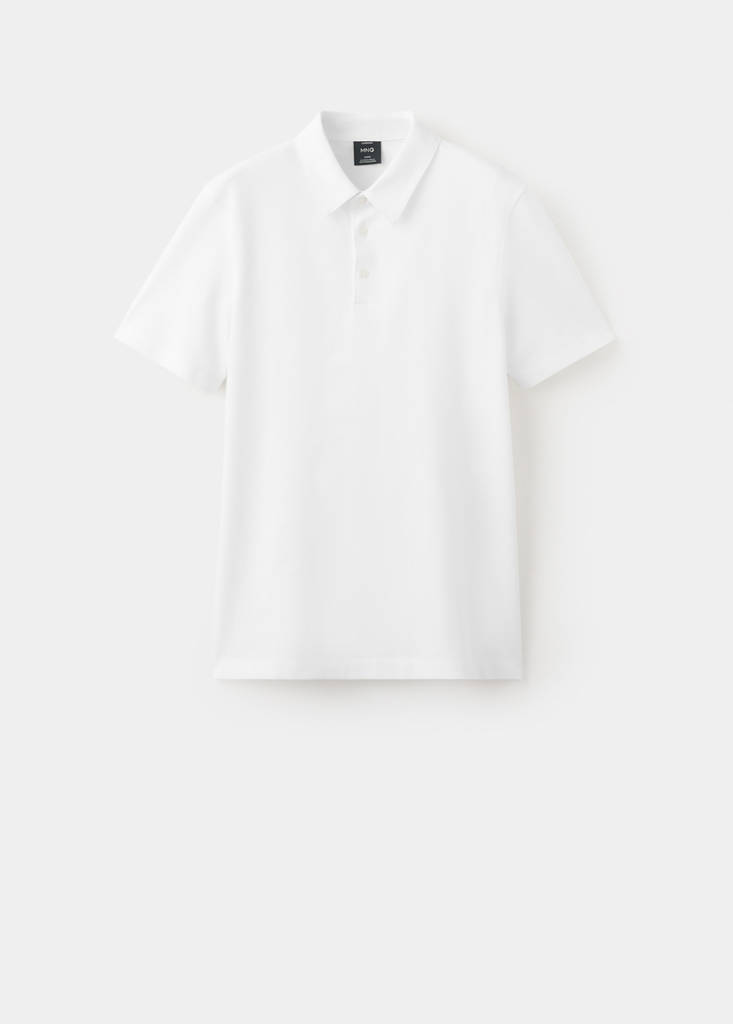 Slim fit piqué polo — White