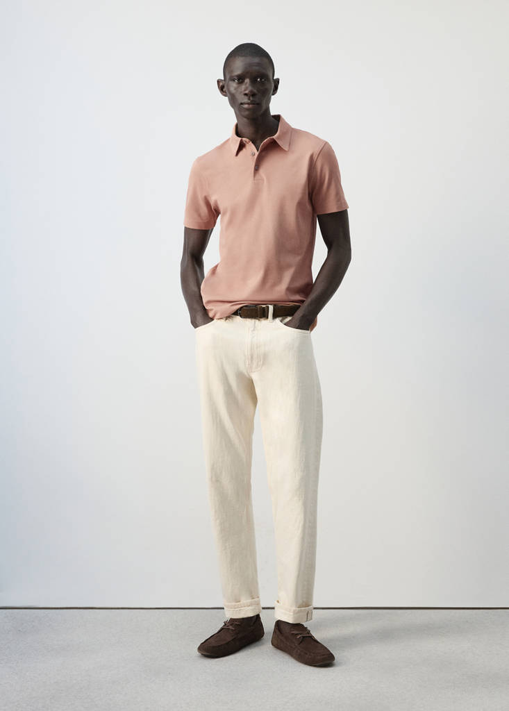Slim fit piqué polo — Peach
