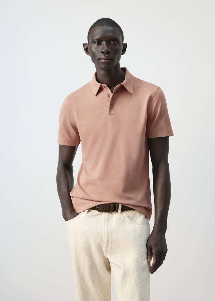 Slim fit piqué polo — Peach