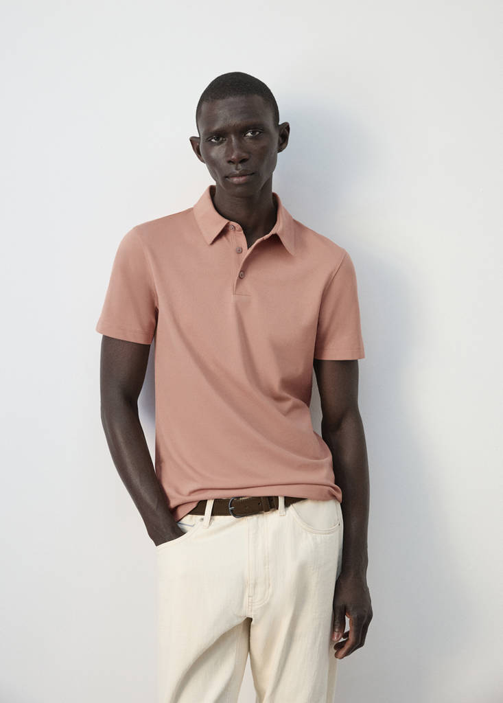Slim fit piqué polo — Peach