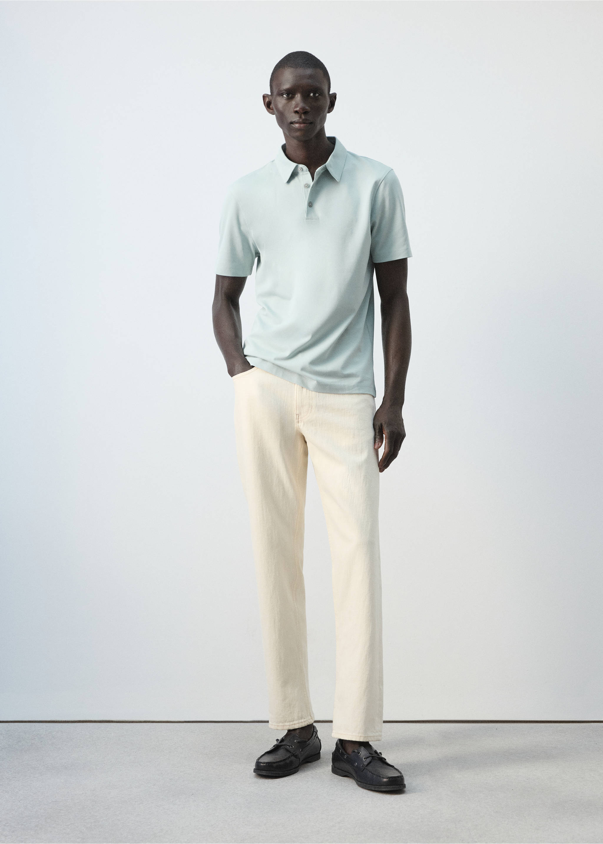 Slim-fit piqué poloshirt - Overzichtstekening, Aquamarijn. Ref: 27076711-00.