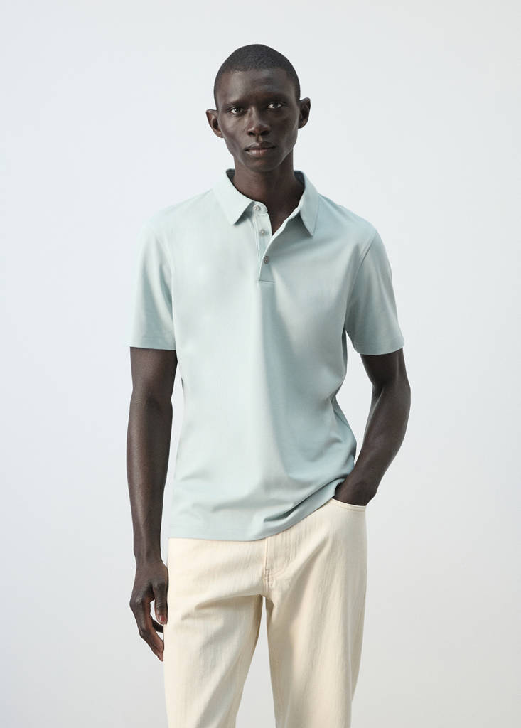 Slim fit piqué polo — Aqua Green
