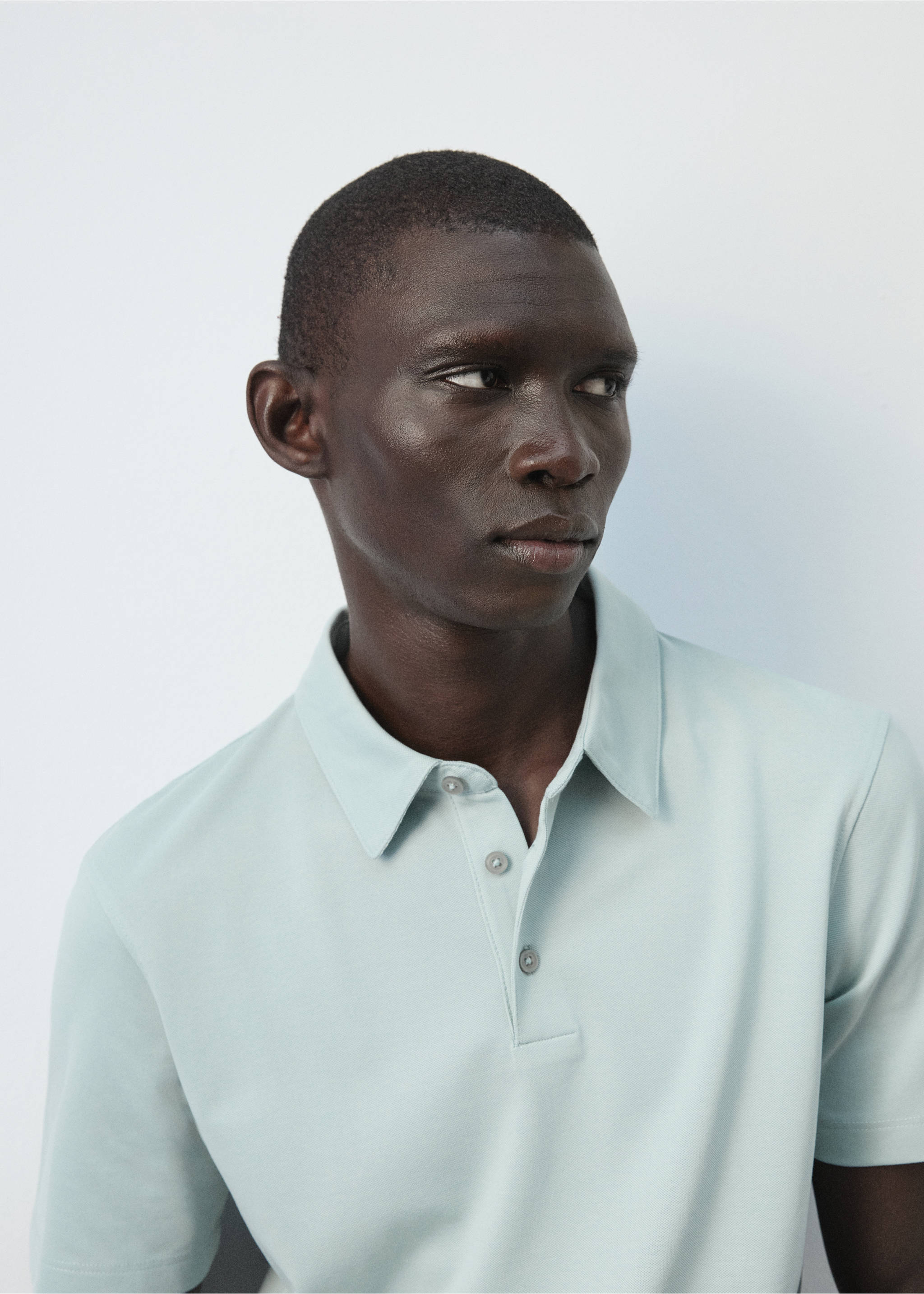 Slim-fit piqué poloshirt - Detail van het artikel 1, Aquamarijn. Ref: 27076711-00.