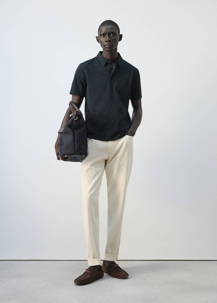 Slim fit piqué polo — Navy