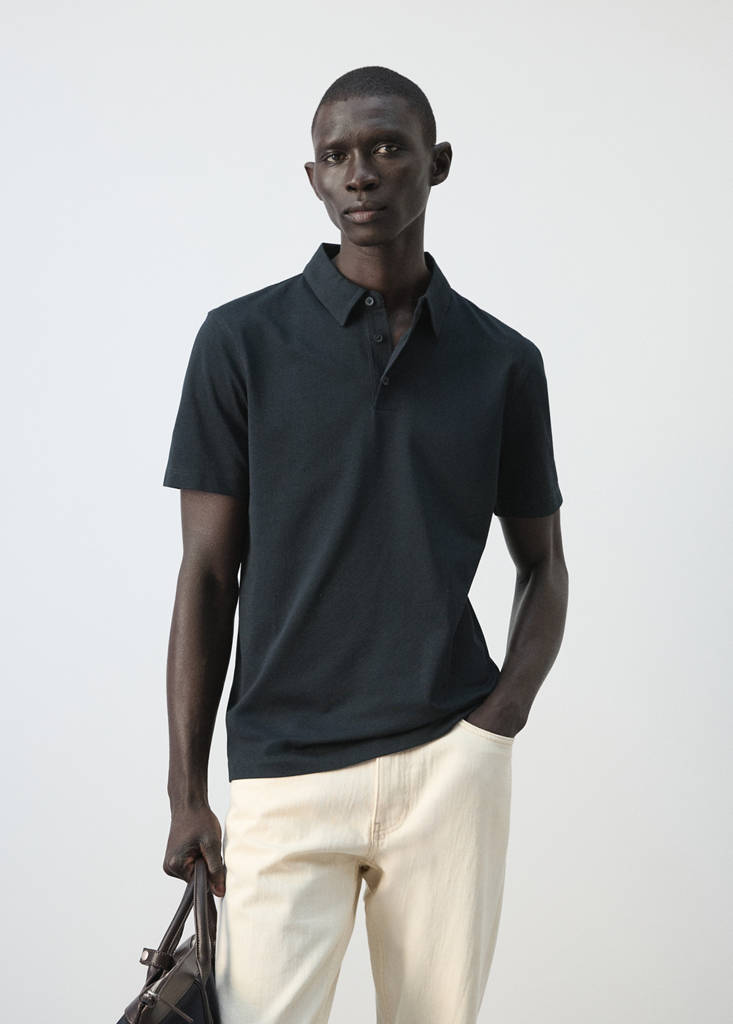 Slim fit piqué polo — Navy