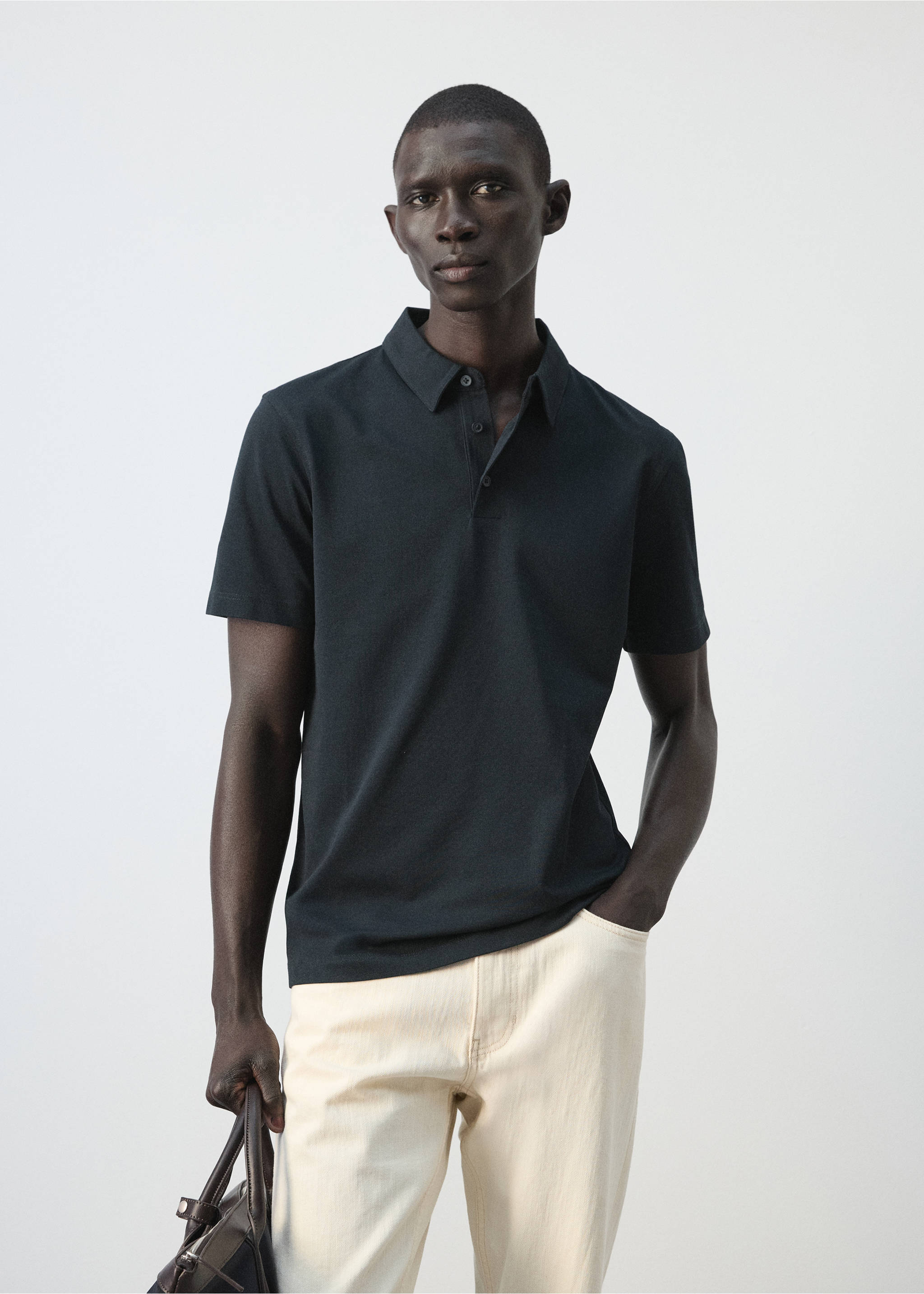 Slim fit piqué polo - Medium plane, Navy. Ref: 27076711-00.