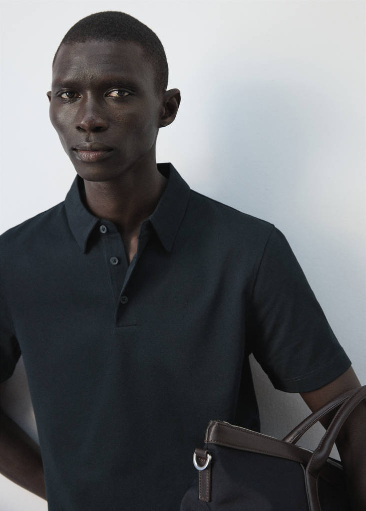 Slim fit piqué polo — Navy