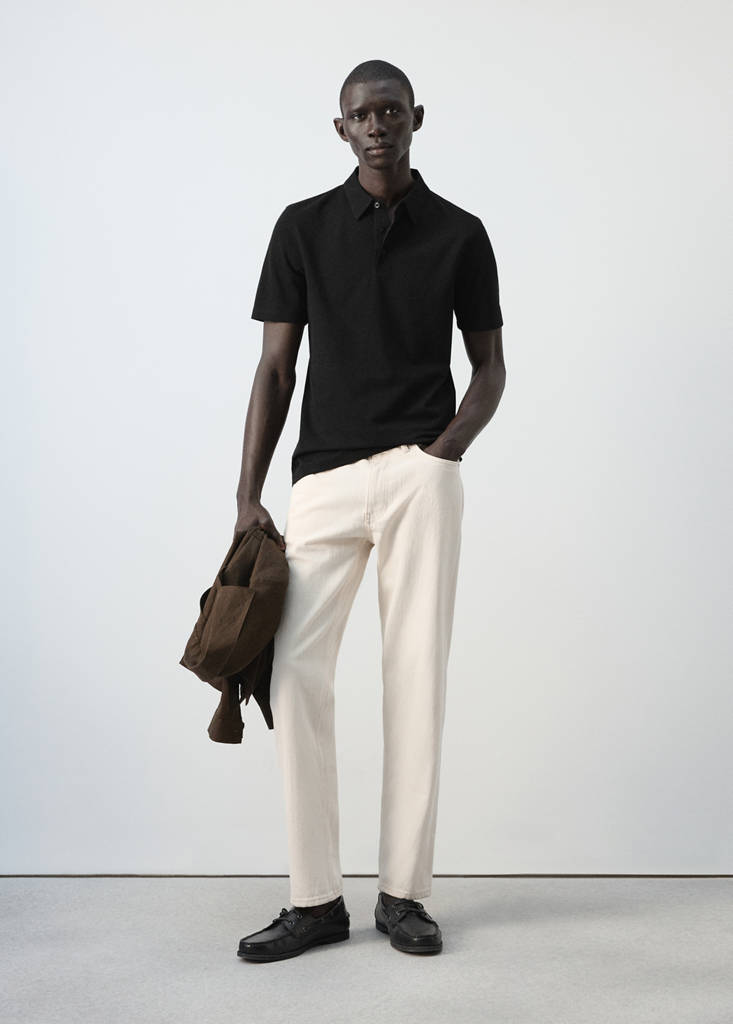 Slim fit piqué polo — Black