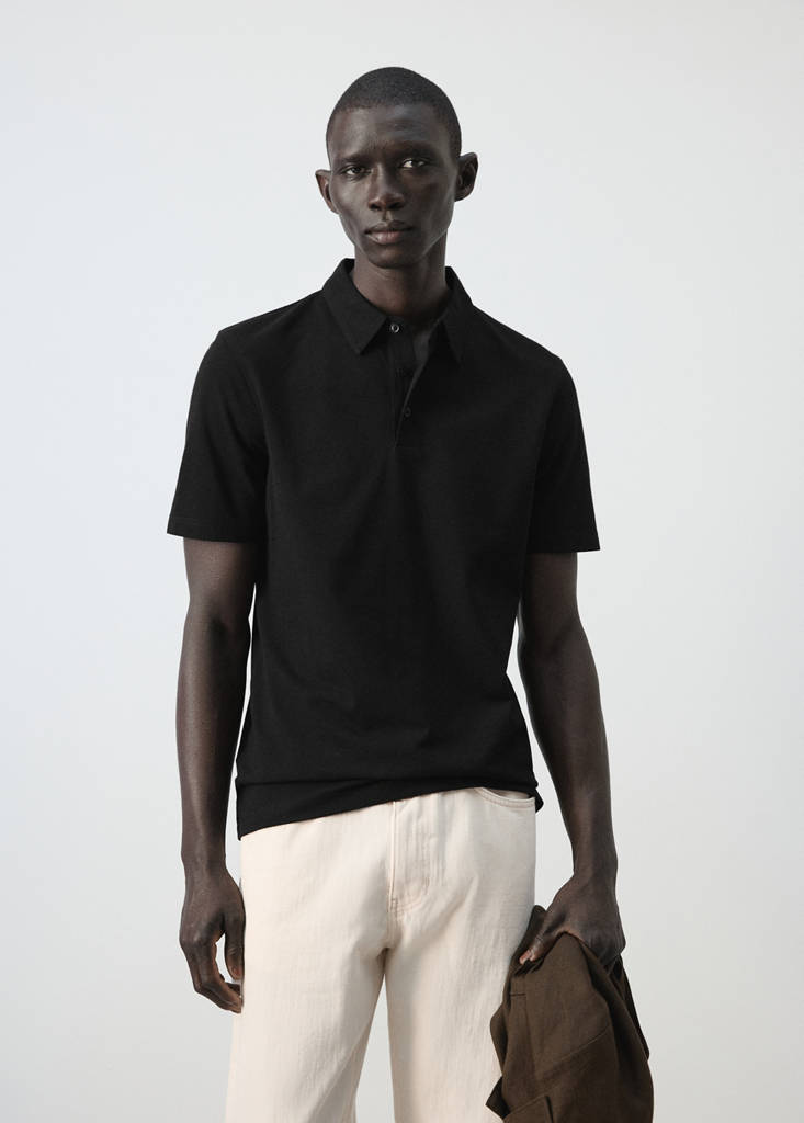 Slim fit piqué polo — Black