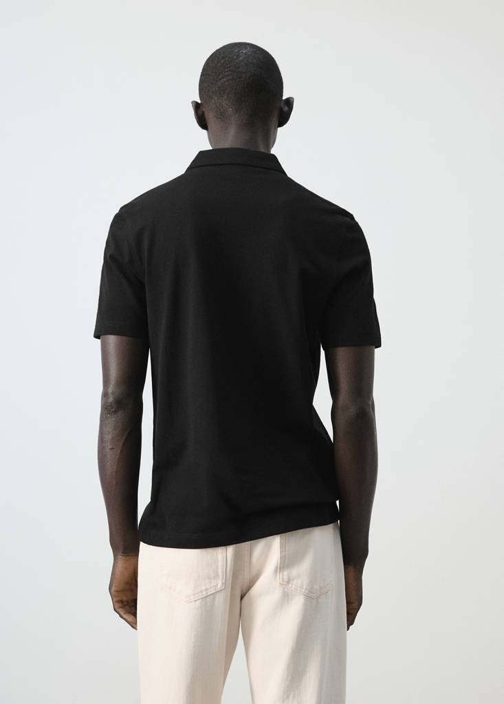 Slim fit piqué polo — Black