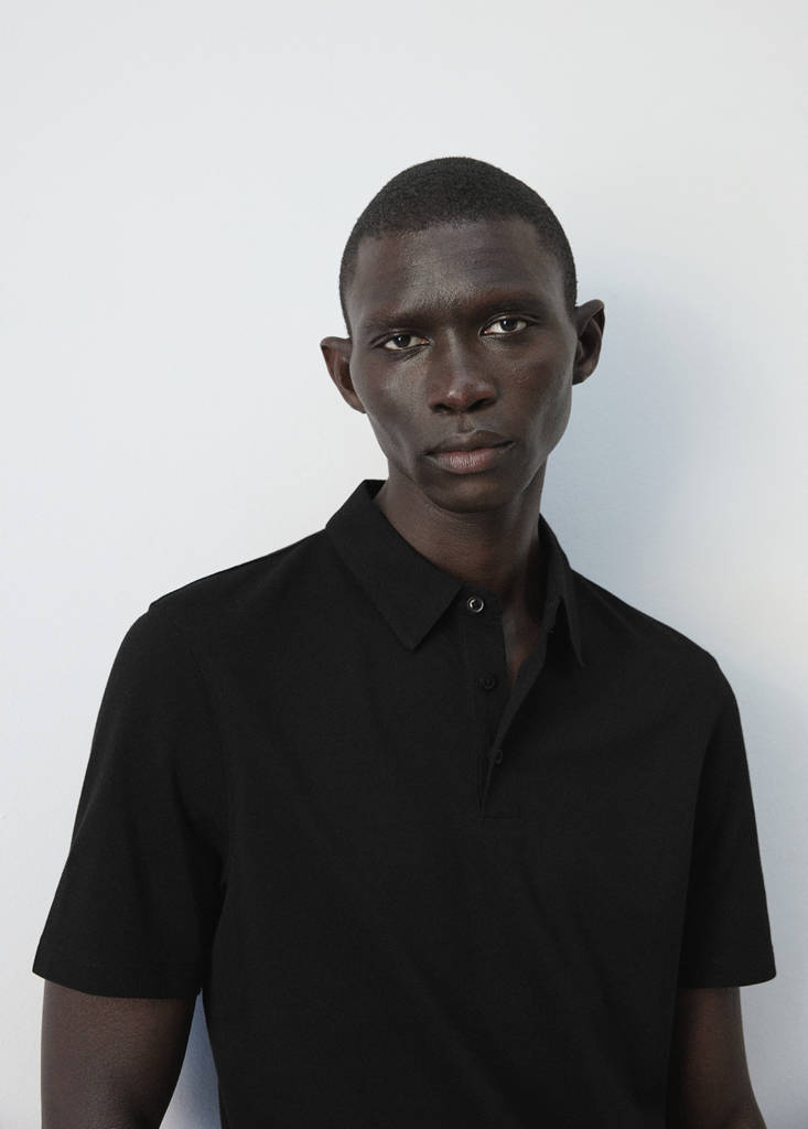 Slim fit piqué polo — Black