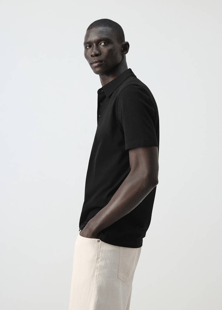 Slim fit piqué polo — Black