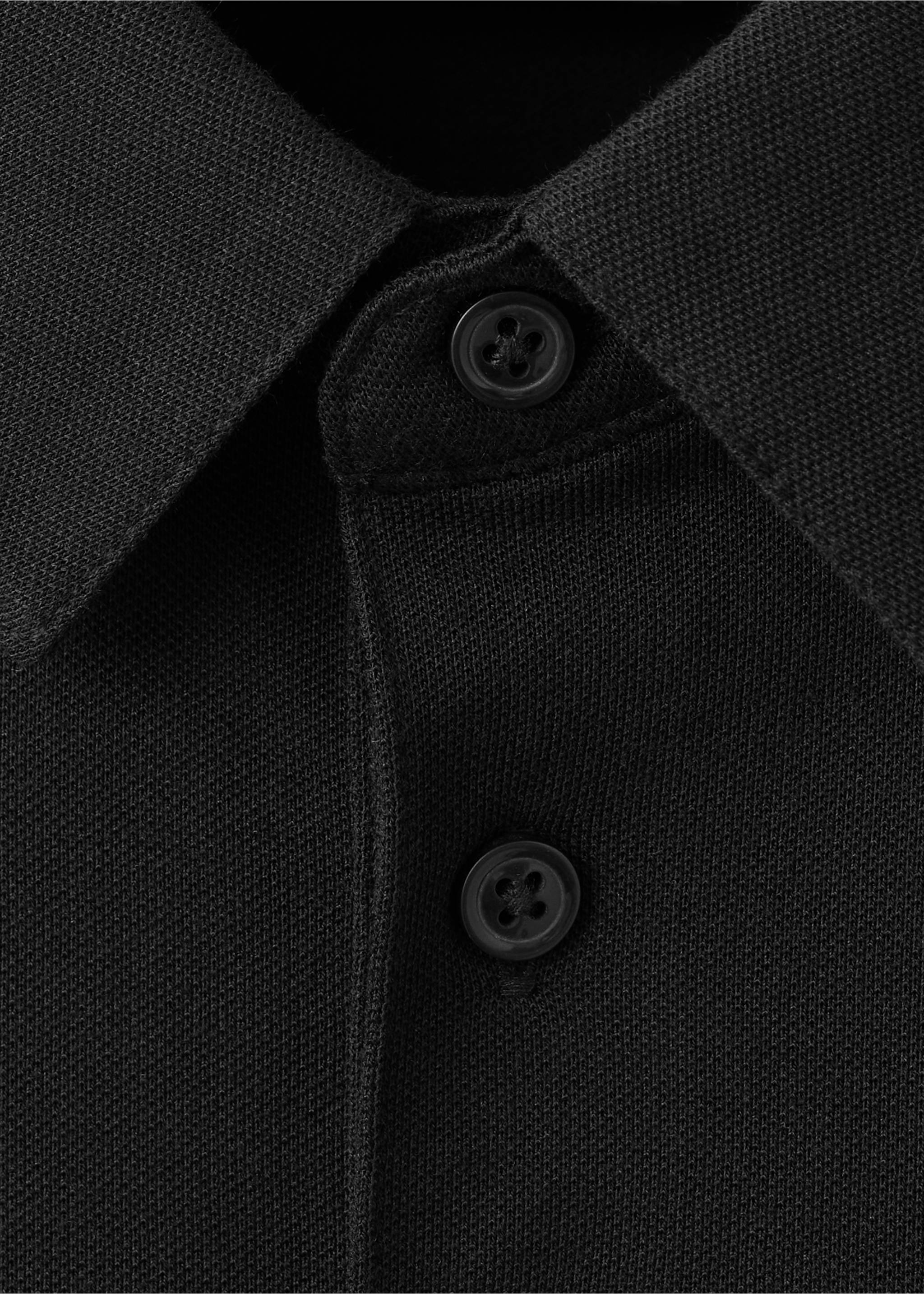 Slim fit piqué polo - Details of the article 8, Black. Ref: 27076711-00.
