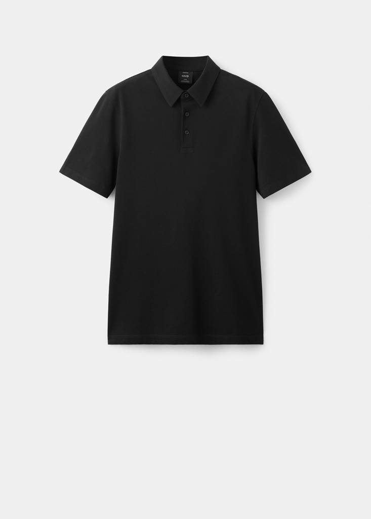 Slim fit piqué polo — Black