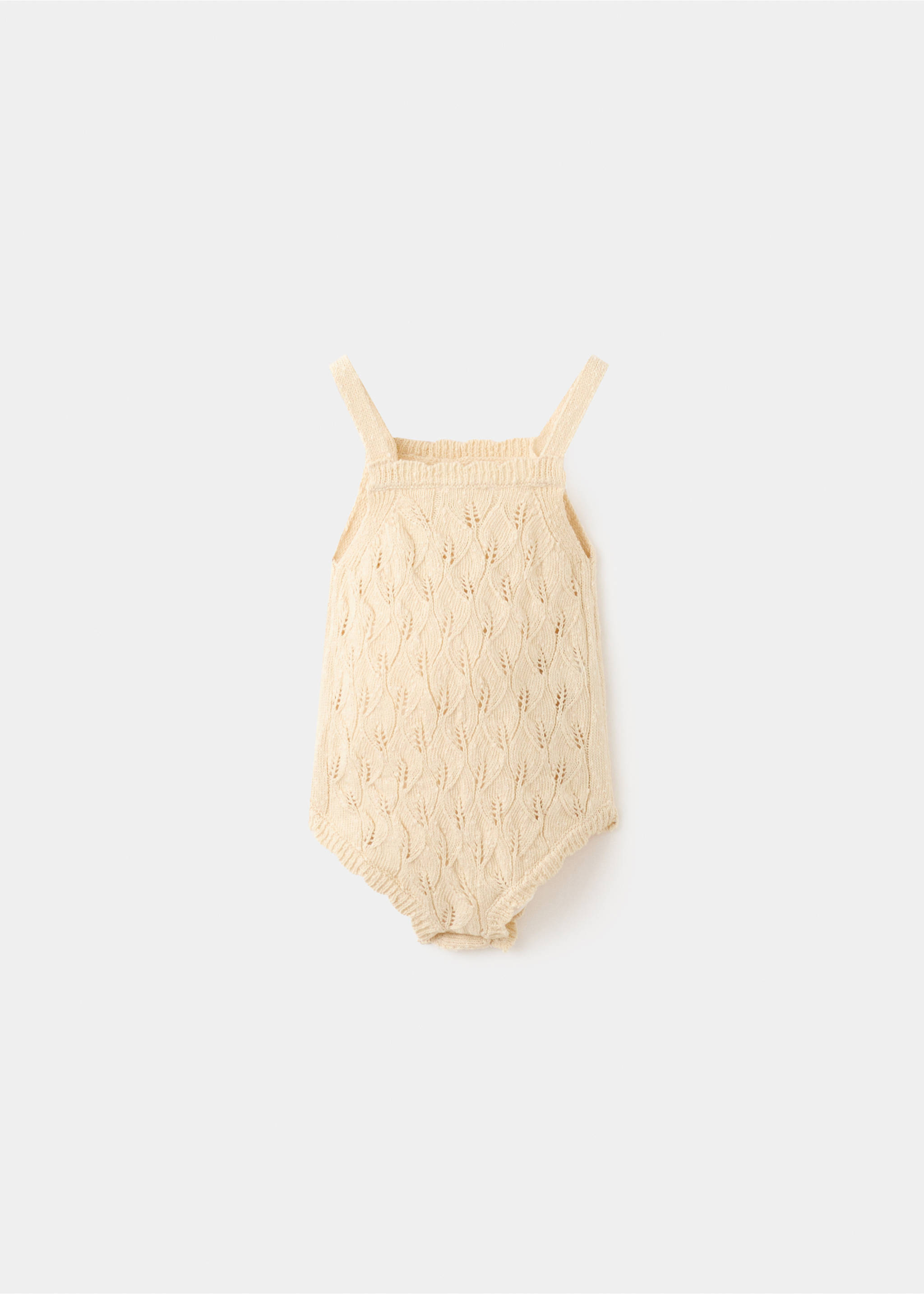 Cotton openwork knitted romper - Reverse of the article, Yellow. Ref: 27076722-00.