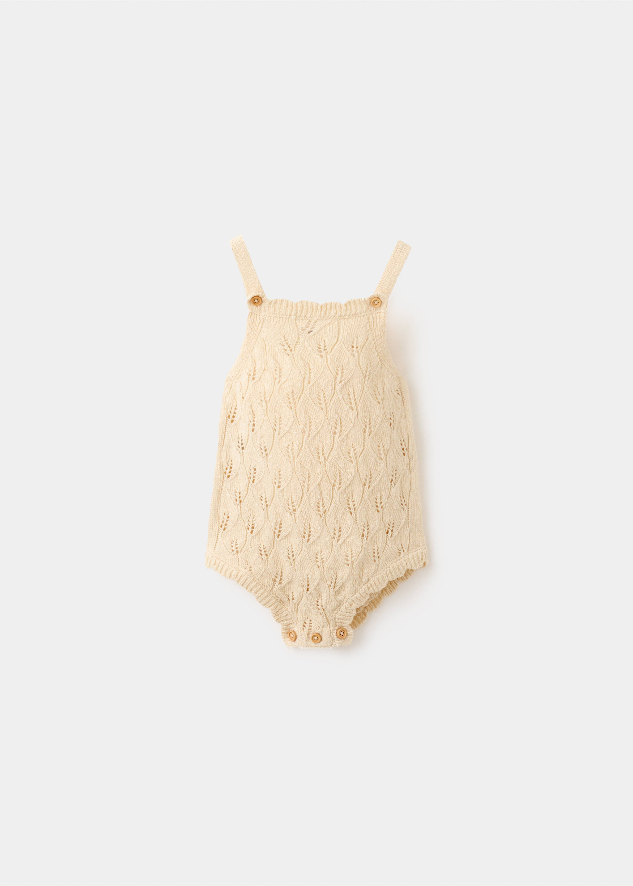 Cotton openwork knitted romper - Article without model, Yellow. Ref: 27076722-00.