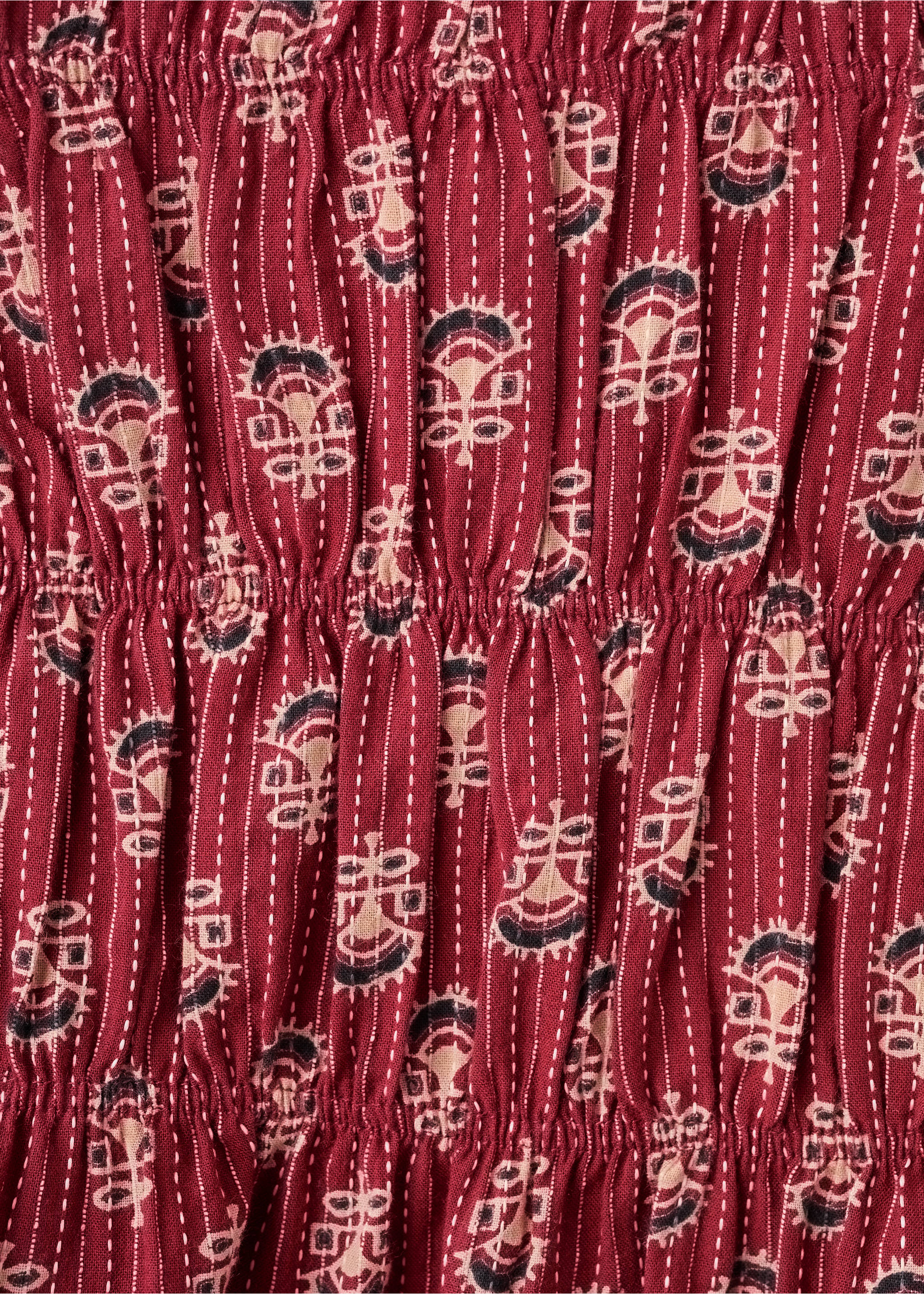 Printed cotton blouse - Details of the article 8, Strawberry. Ref: 27076724-00.