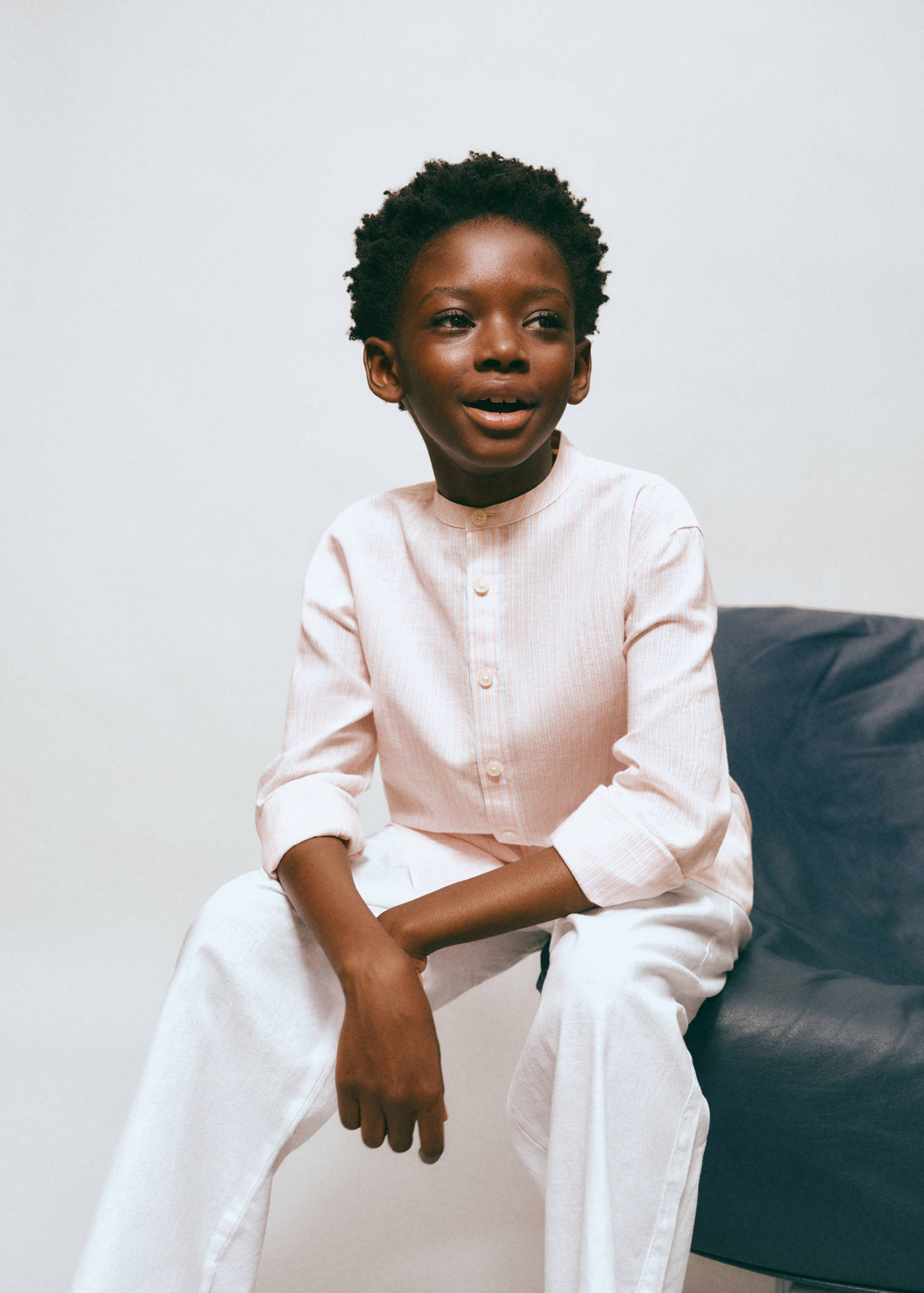 Striped linen shirt with combined stripes - General plane