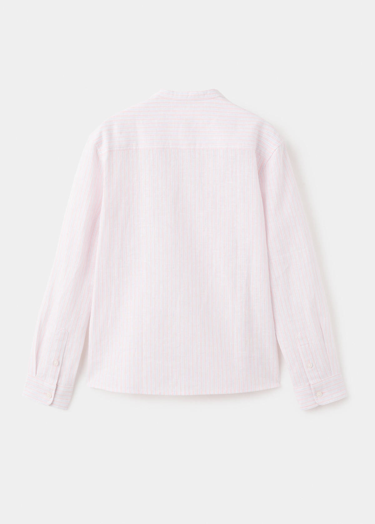 Striped linen shirt with combined stripes — Pale Pink