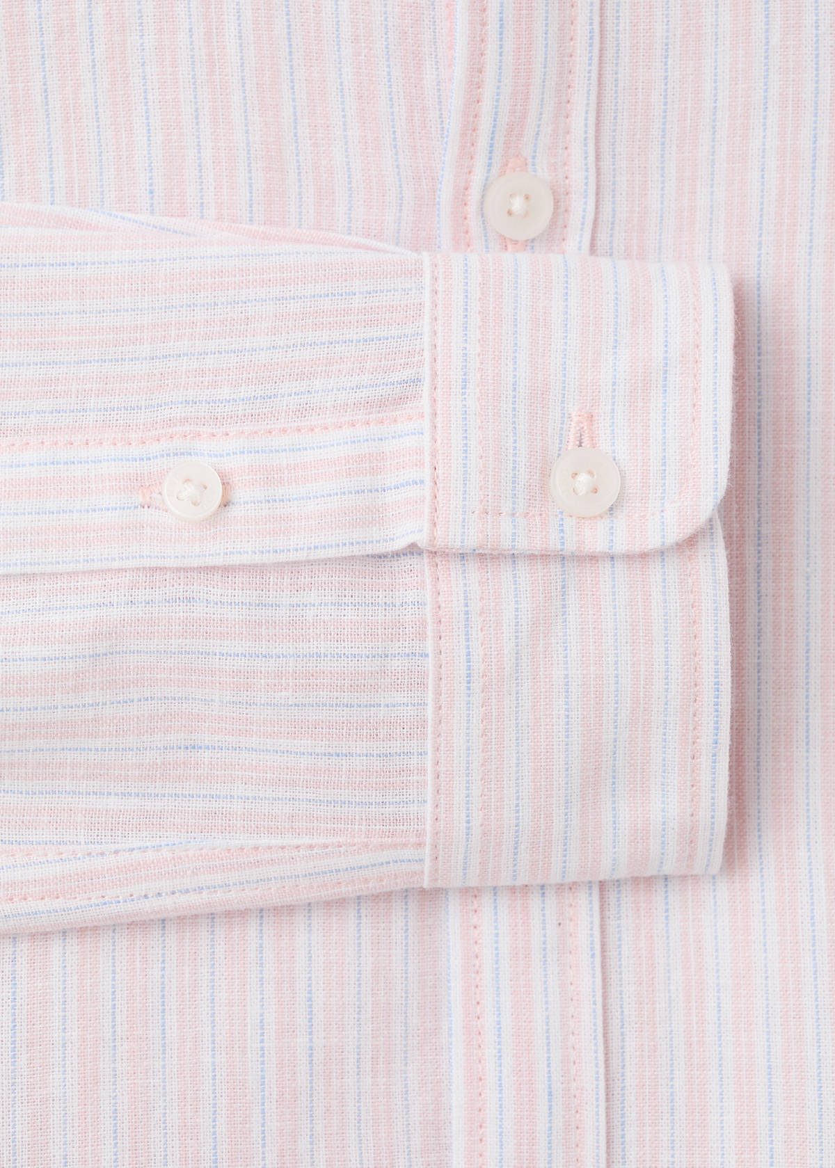 Striped linen shirt with combined stripes — Pale Pink