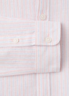 Striped linen shirt with combined stripes — Pale Pink 4