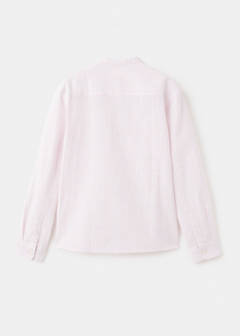 Striped linen shirt with combined stripes — Pale Pink 7