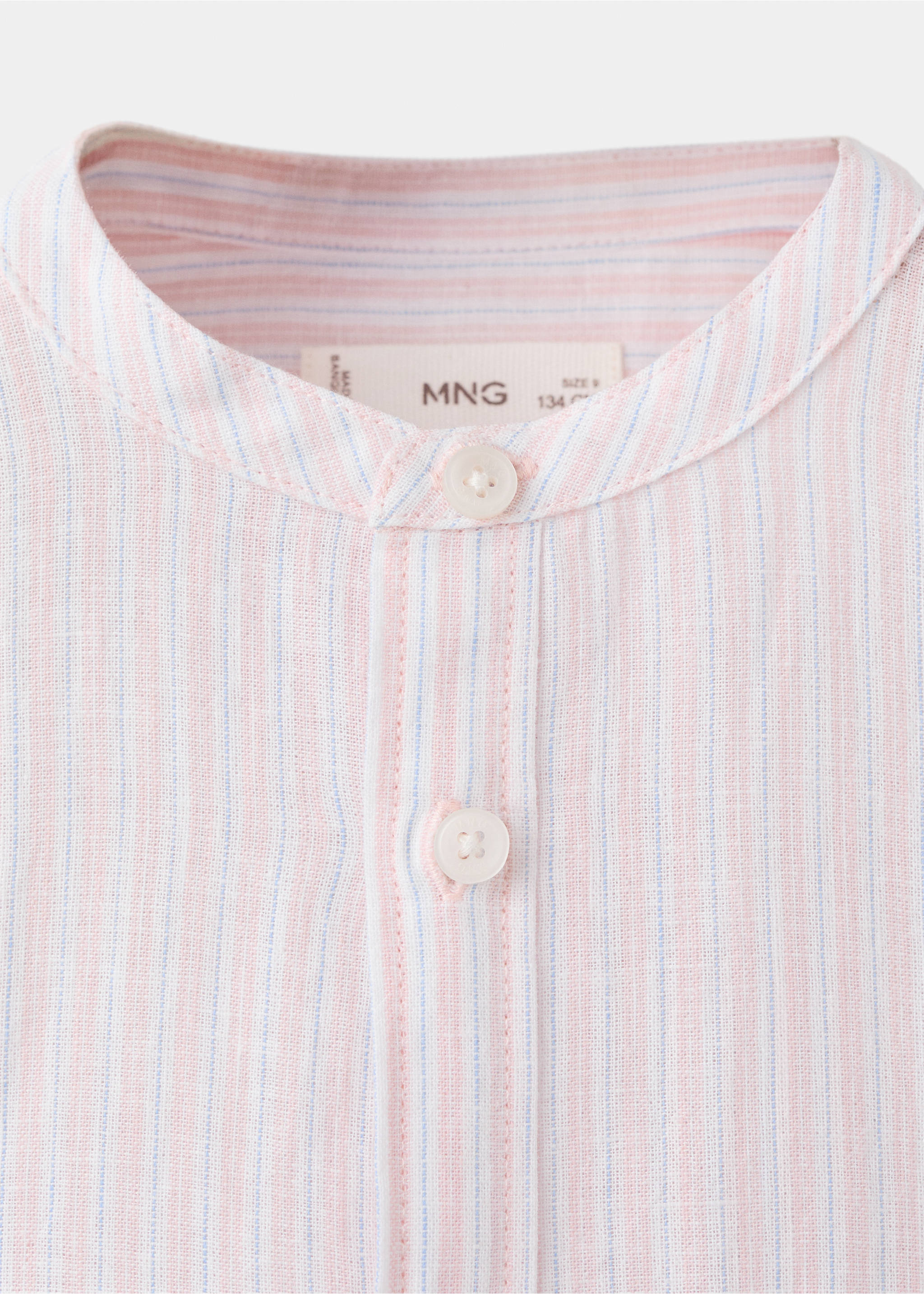 Camisa lino rayas combinadas - Detalle del artículo 0, Rosa palo. Ref: 27076727-00.