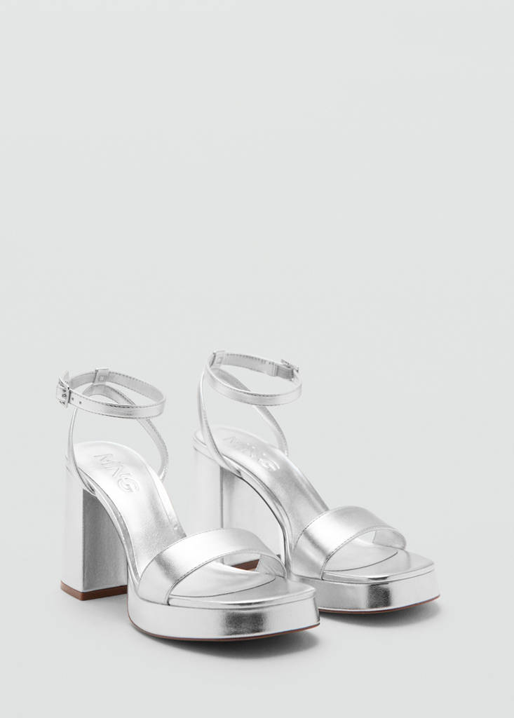 Metallic-effect heeled sandals — Silver