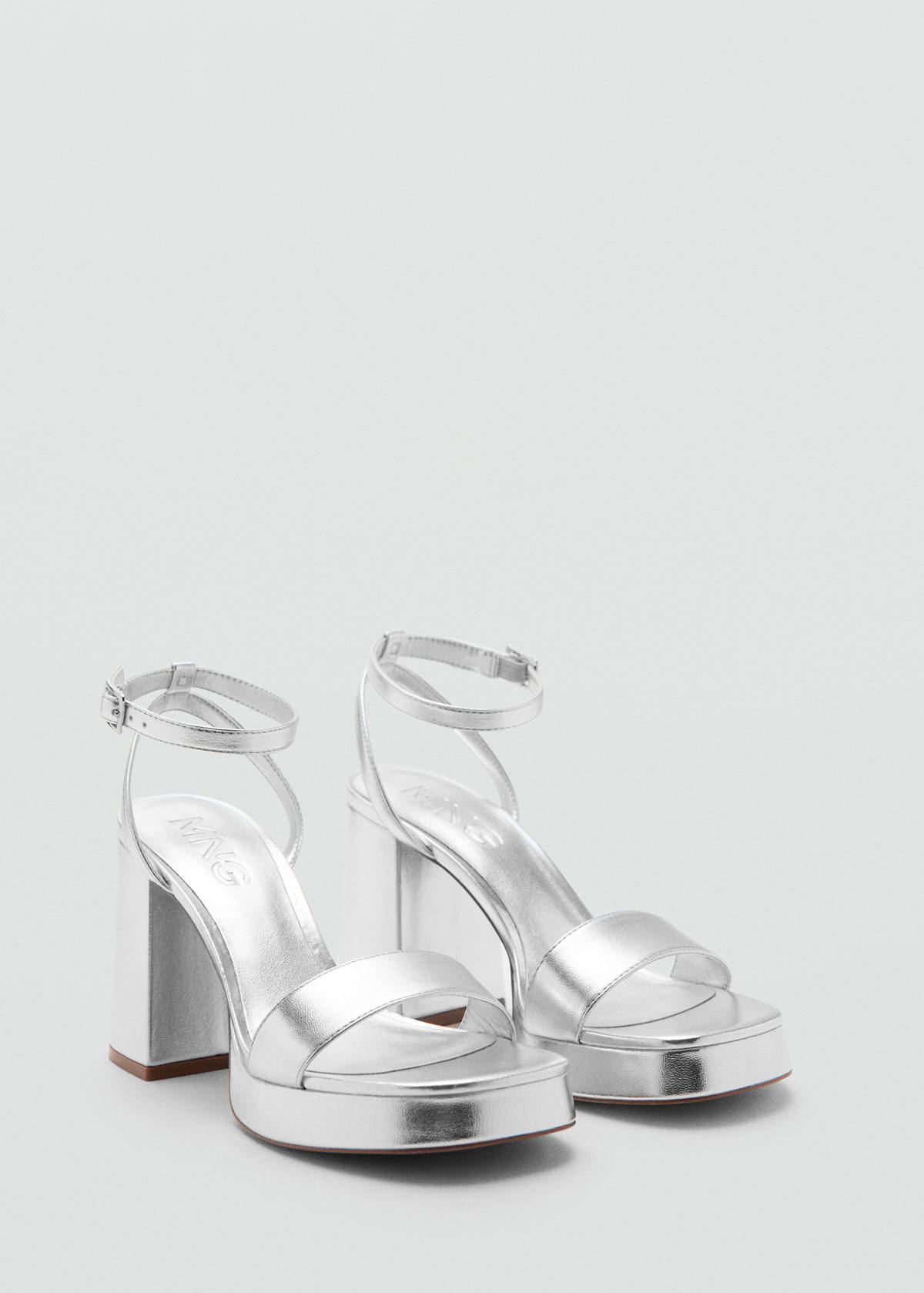 Metallic-effect heeled sandals — Silver