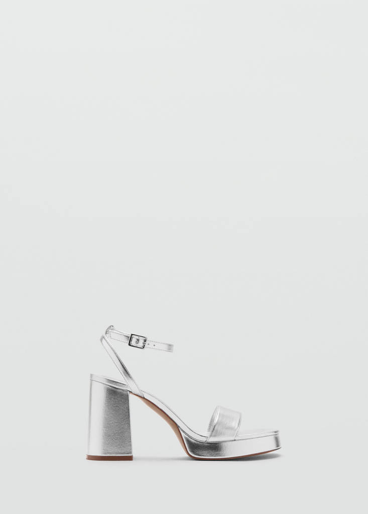 Metallic-effect heeled sandals — Silver