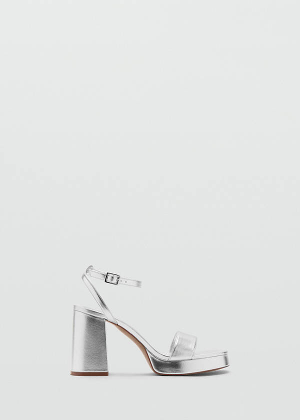 Metallic-effect heeled sandals — Silver