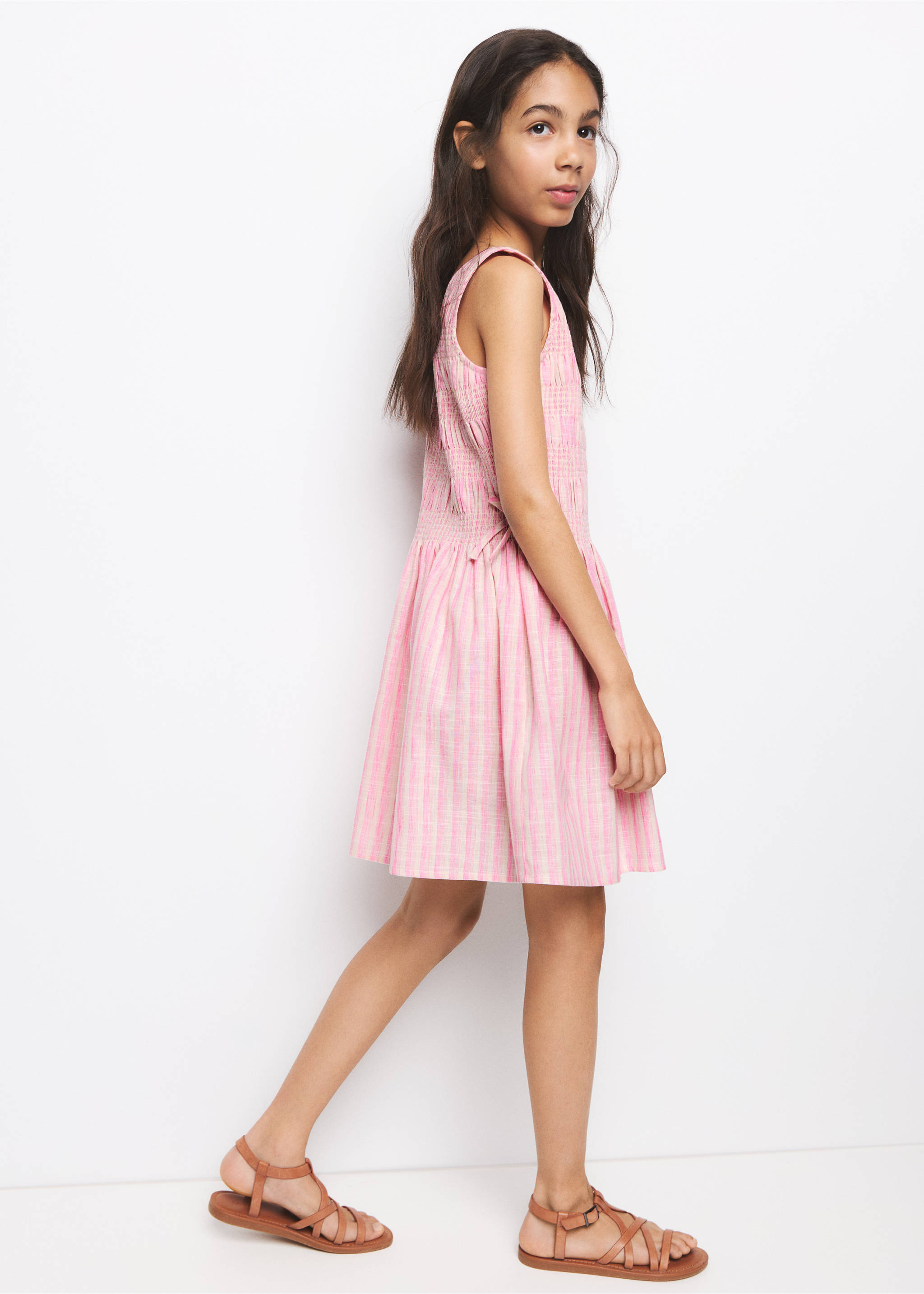 Bow striped dress - Medium plane, Pink. Ref: 27076729-00.