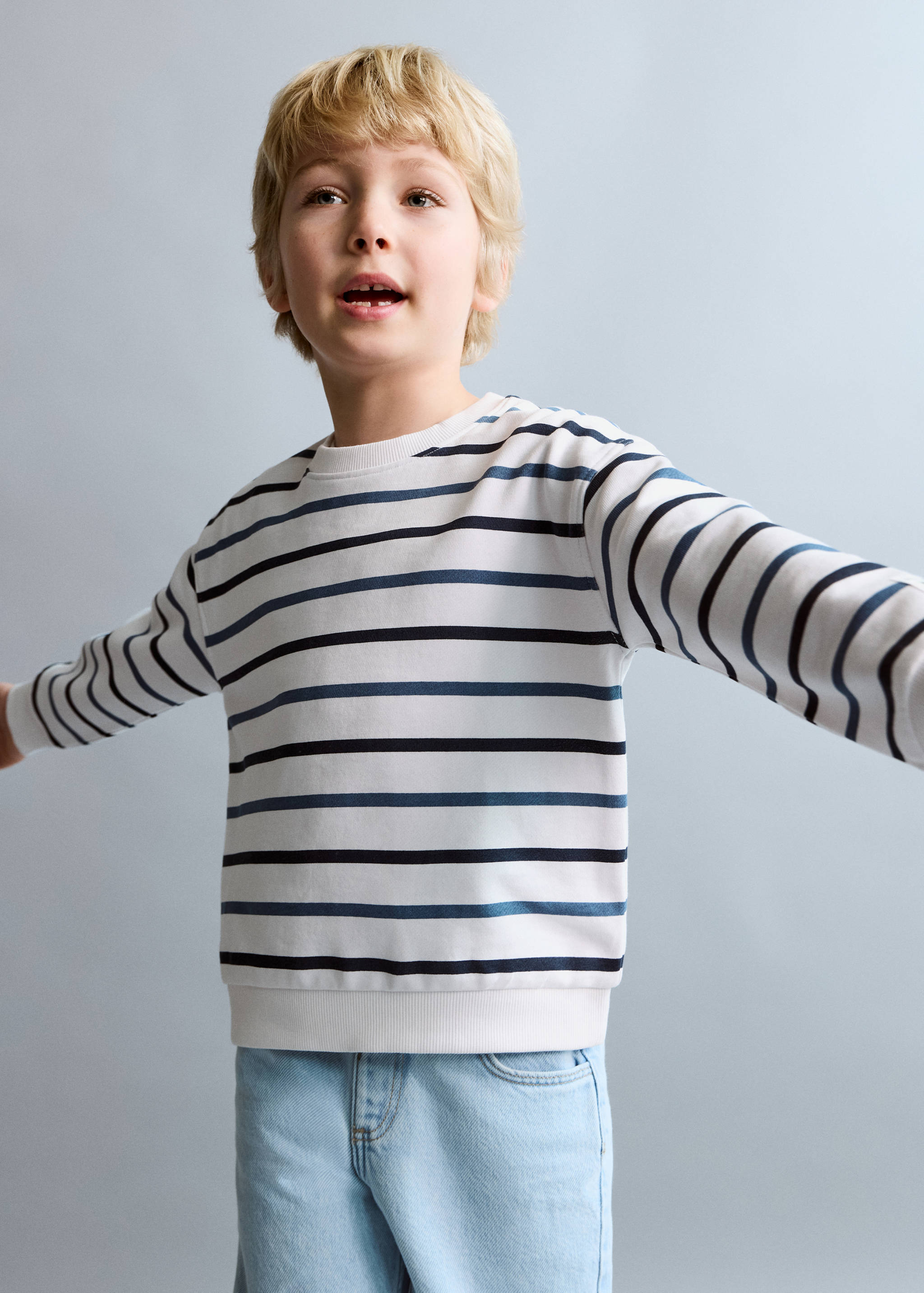 Sudadera algodón rayas - Plano medio