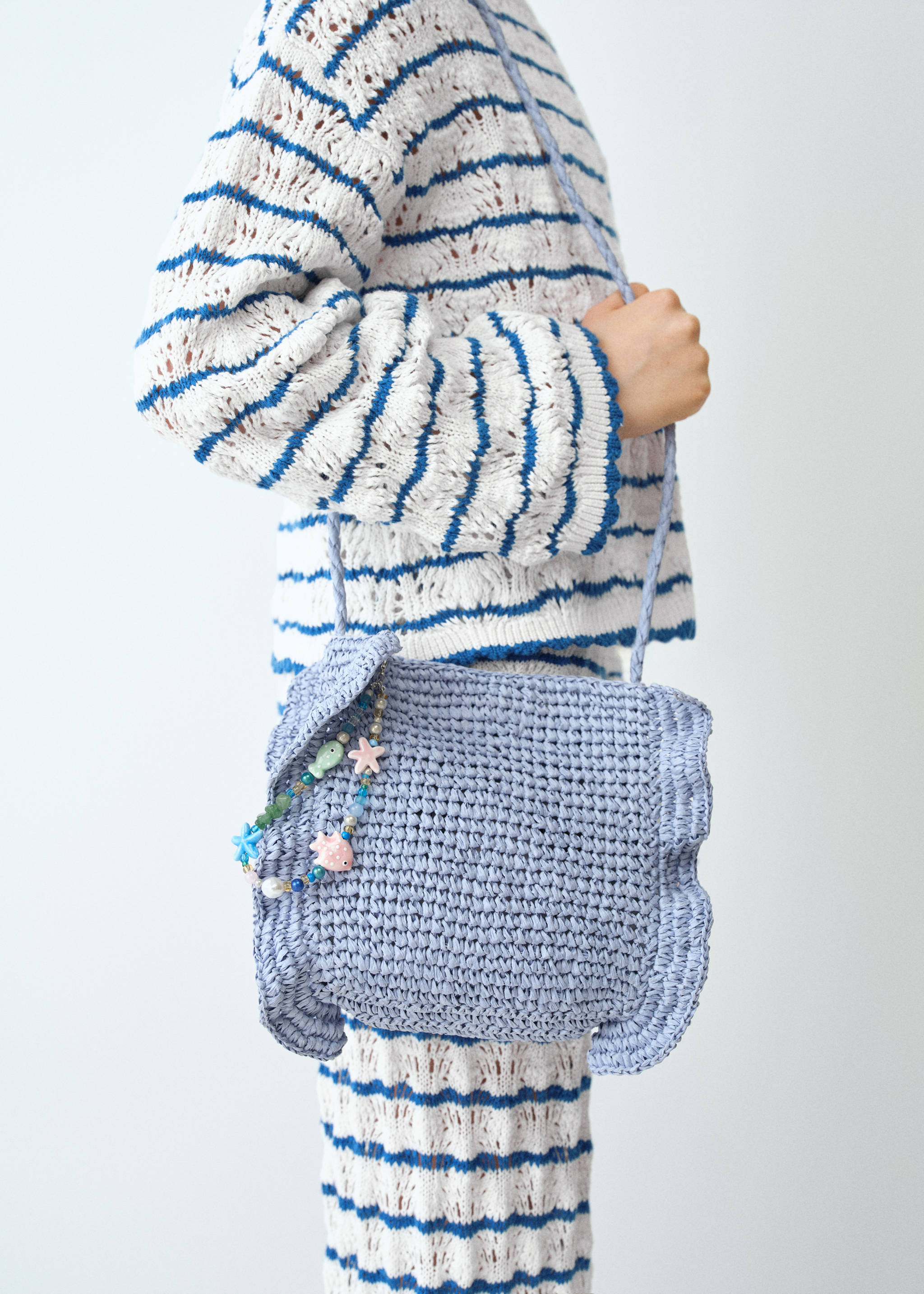 Pantalon en maille ajourée à rayures - Plan moyen