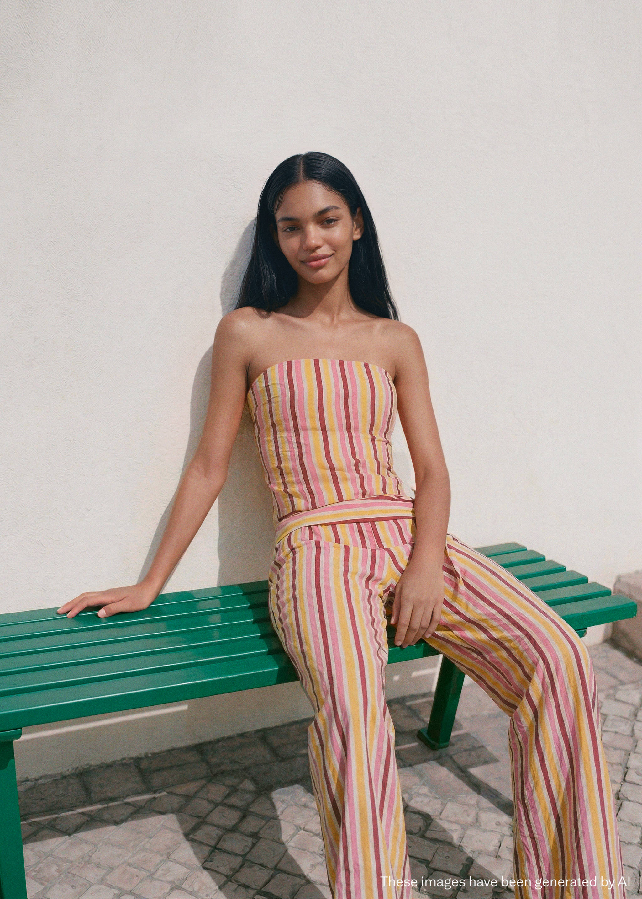 بنطال فضفاض بخطوط متناسقة - رؤية وسط